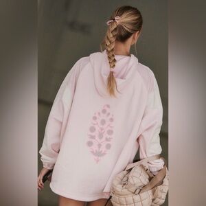 Free People Racing Stripes Hoodie Color: Heirloom Pink Combo Sz Small NWOT